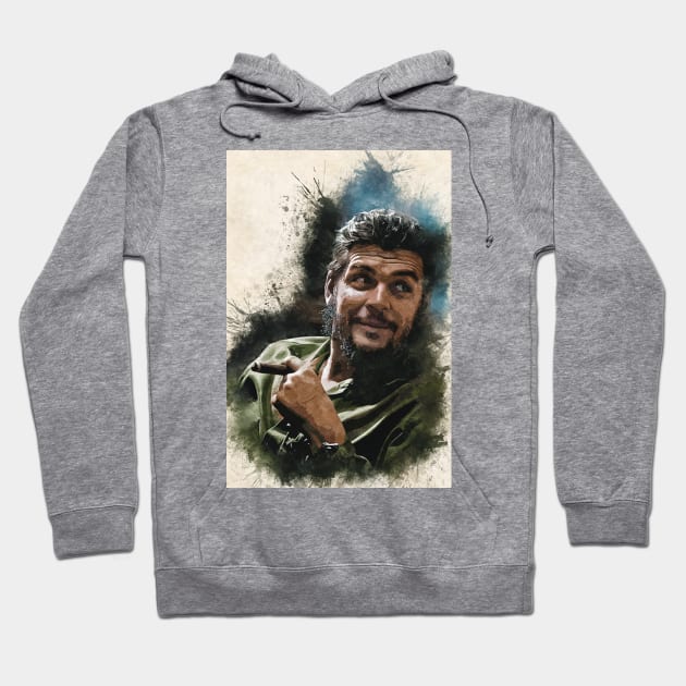 Ernesto CHE Guevara Abstract Watercolor Aesthetic Tasteful Portrait Hoodie by Naumovski